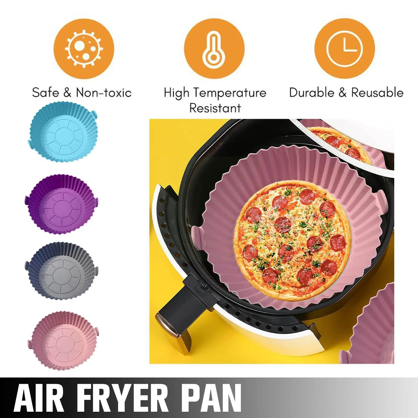 

Air Fryer Silicone Baking Tray Reusable Round Air Fryers Chicken Pot Silicone Airfryer Mat Oven Baking Pizza Dropship Fried D2r5