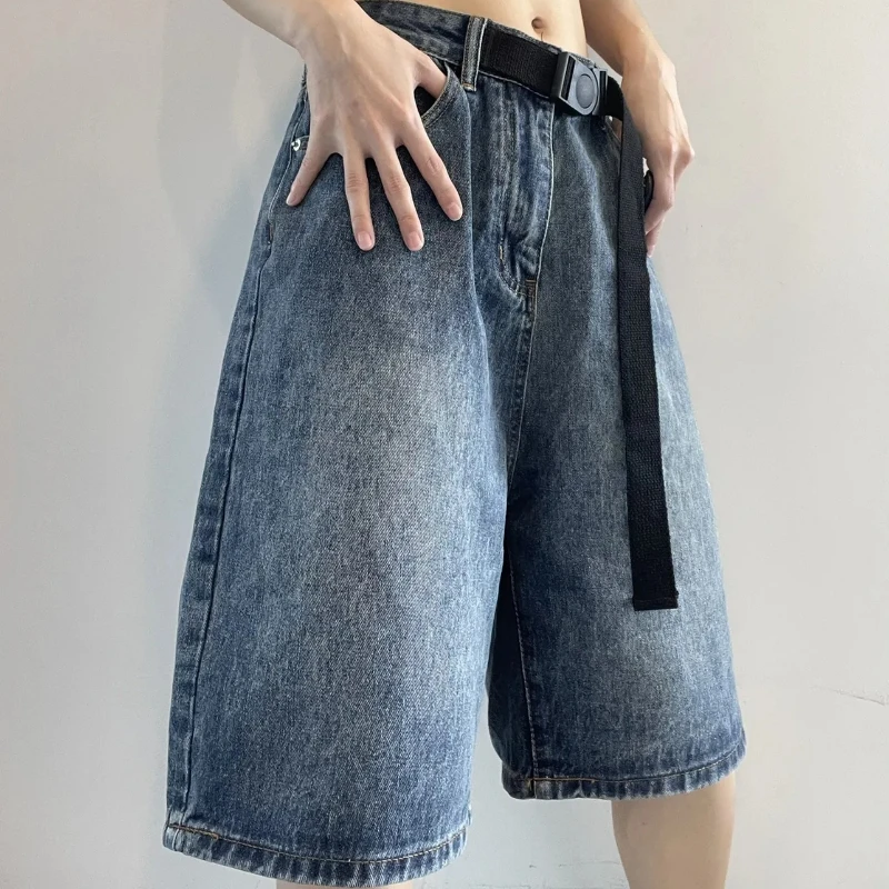 

Women's Denim Shorts 2023 New Style Summer Washed Vintage High Waist Wide Leg Shorts Pocket Loose Fit High Clothing YCMYUNYAN