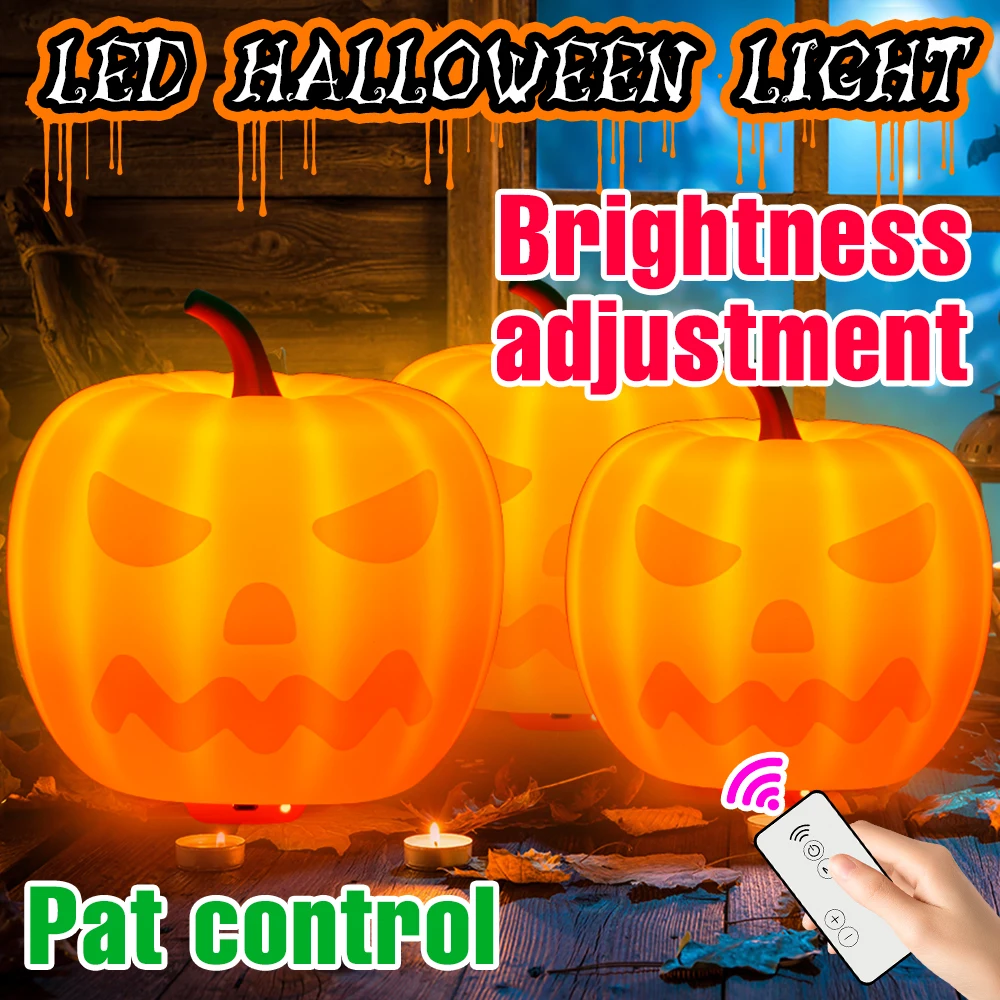 

Rechargeable Led Night Light Cartoon Silicone Lamp USB Pumpkin Nightlights RGB Halloween Lights Bedside Bulb For Festival Gift