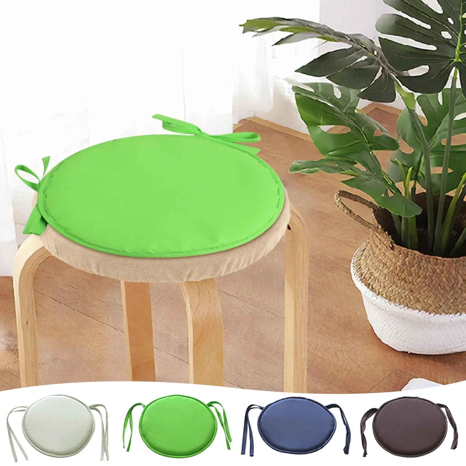 

Round Chair Cushion Tie Rope Style Dual Size Optional Solid Color Home Fabric Thickened Dining Chair Cushion Round Stool Seat