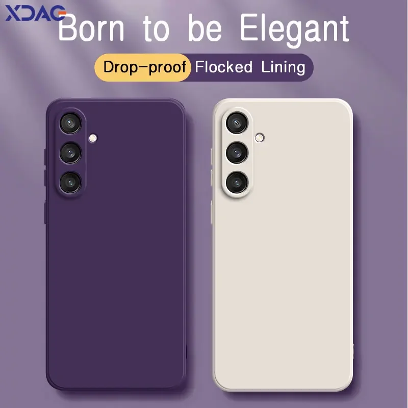 Оригинальная квадратная задняя крышка из жидкого силикона для Samsung Galaxy S23 FE Plus Ultra