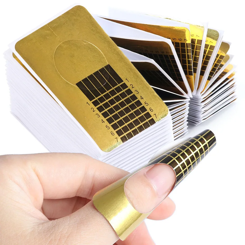 

100 PCS Professional Nail Forms Nail Extension Forms Women Salon French Acrylic Nail Sticker Art Tools