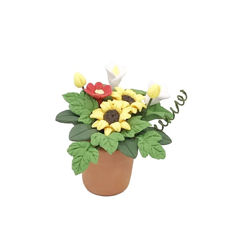 

Dollhouse Decoration Accessories 1:12 Dollhouse Furniture Ornament Mini Flower Model Sunflower Potted