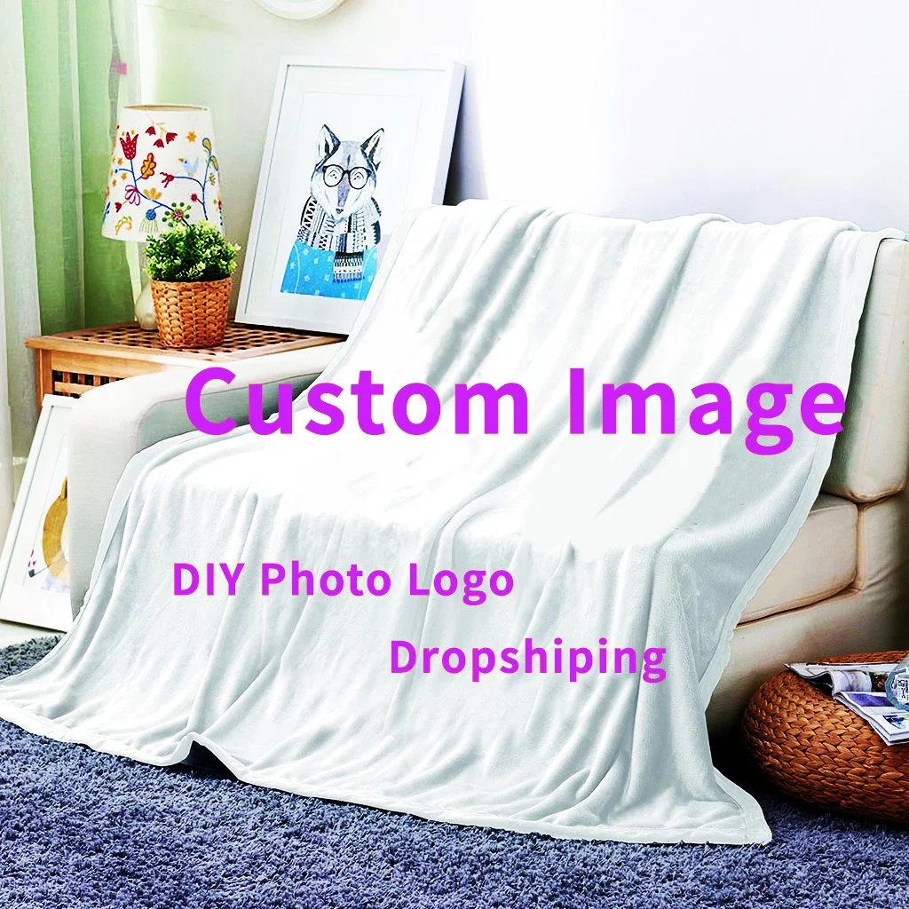 شعار مخصص صور العلامة التجارية بطانية الكرتون أنيمي أريكة الفانيلا رمي بطانية دافئة لينة البطانيات ل غطاء السرير سيارة شال بطانية