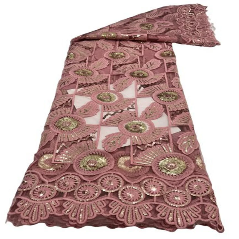 

Белая африканская кружевная ткань с блестками, французские сетчатые кружева высокого качества, 2022 розовое/золотое кружево, нигерийская кру...