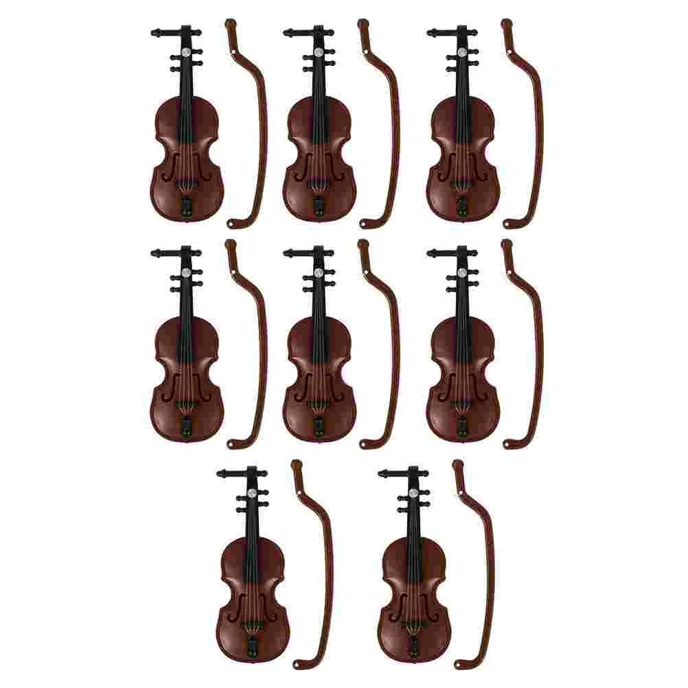 

8Pcs Mini Violin Adornment Exquisite Violin Craft Instrument Model Plastic Violin for Home Kids Mini House Decor