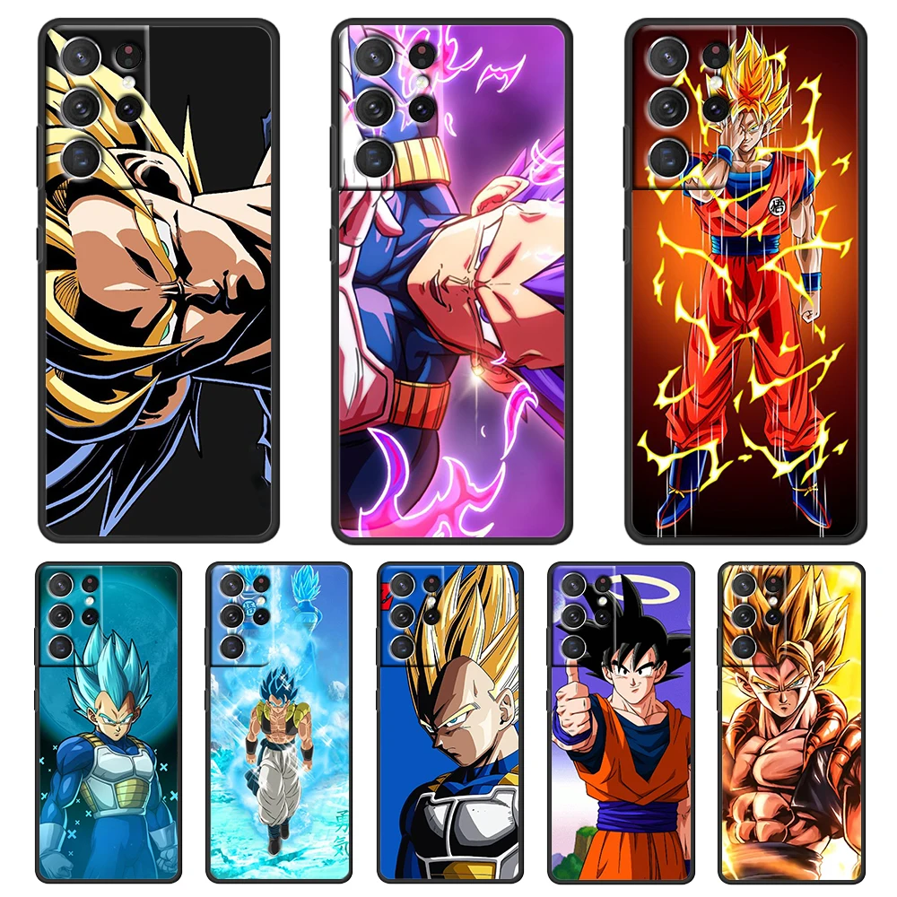 

Black Phone Case For Samsung Galaxy S23 S22 S21 S20 FE Ultra Pro Lite S10 S10E S9 Plus 5G Anime D-Dragons B-Balls Z Goku Cool