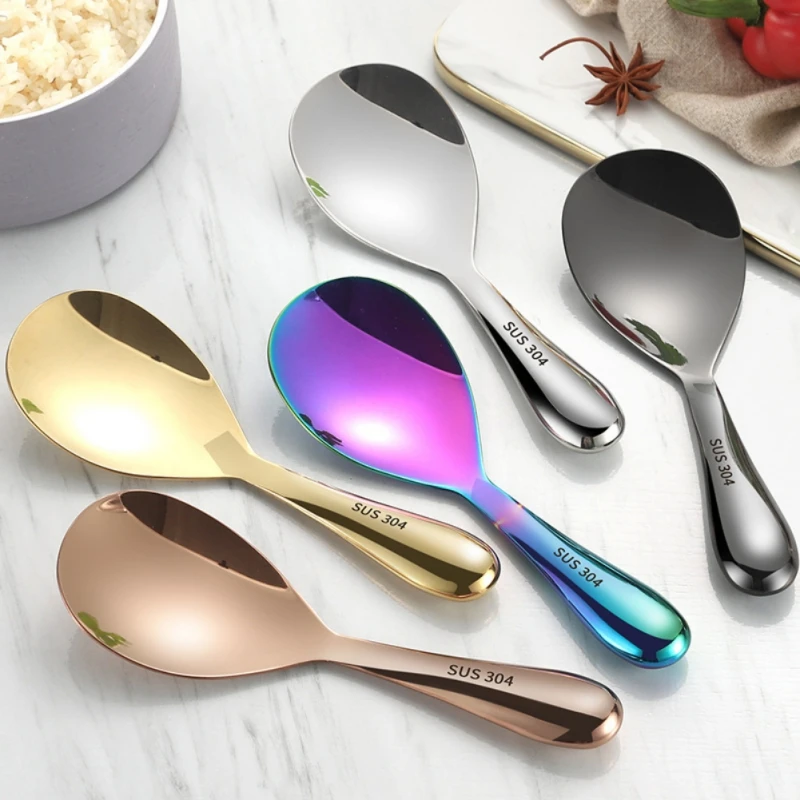 

Stainless Steel Rice Spoon Large Capacity Rice Paddle Deepen Thicken Soup Spoon Utensils for Kitchen Cooking Tools Tableware