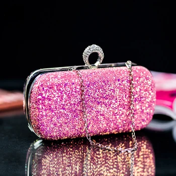 Evening Pink Clutch Purse Women Bling Sequins Handbags 2022 New Fashion Designer Luxury Phone Bag Crossbody Small Designer Bag 1