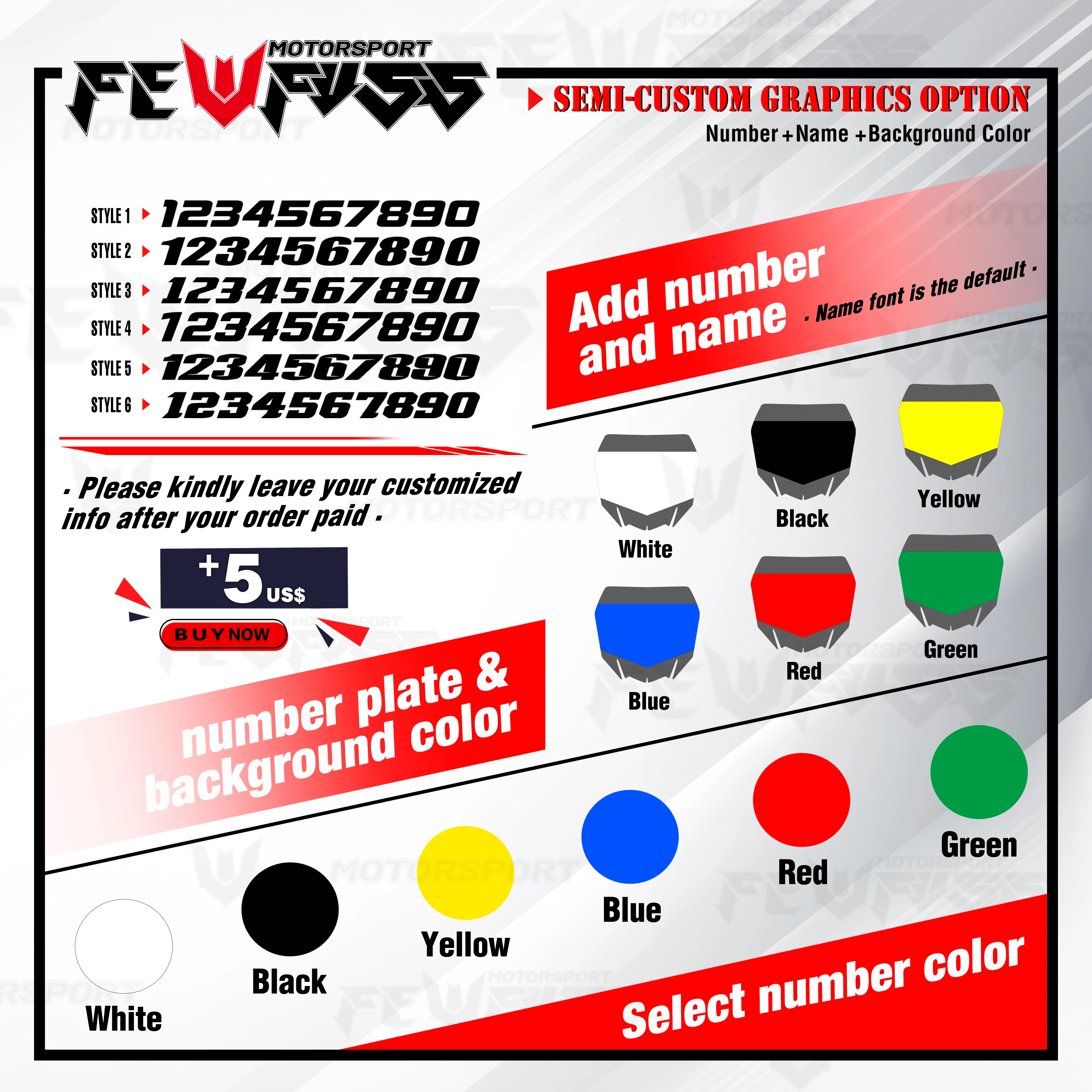 Фото Fewfuss для Honda CRF250X 2004-2007 2008-2019 графический фон наклейки наборы наклеек номер имя на заказ №3