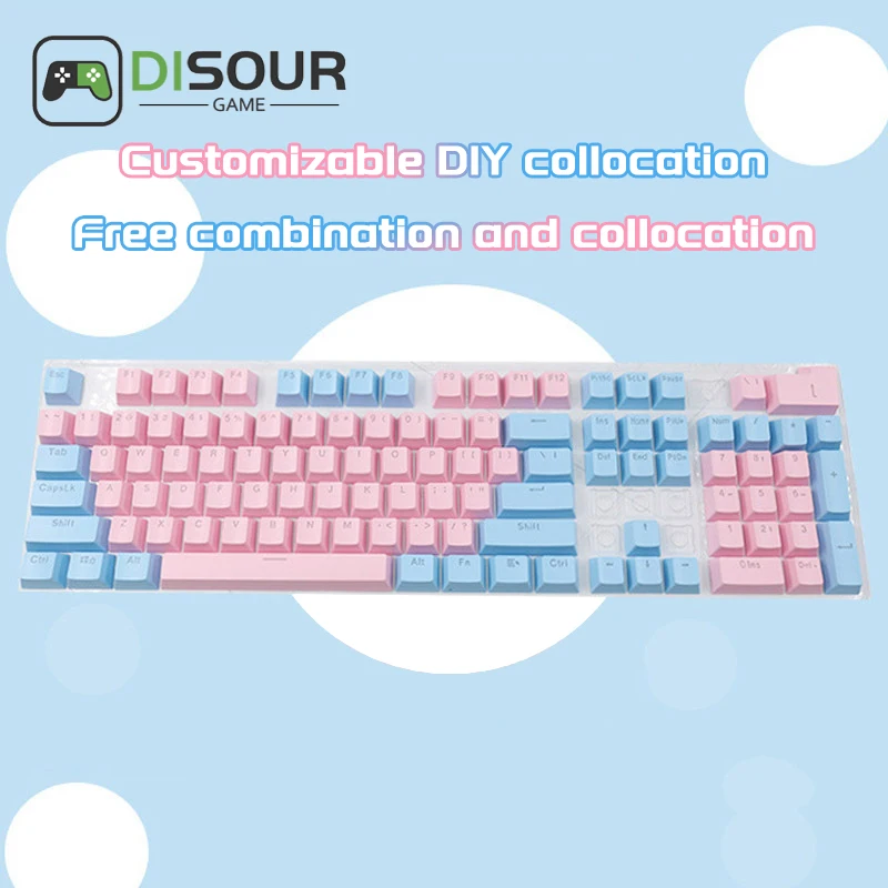 

108 Pcs Keyboard Caps Ergonomic Mechanical Diy Keyboard Cap ABS Material Translucent Anti-skid Backlit Key Caps For Keyboard Kit