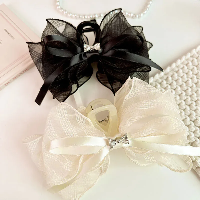 

Женская заколка для волос в Корейском стиле, элегантная сетчатая заколка для волос с большим бантом в виде акулы, аксессуар для волос в подарок на день рождения