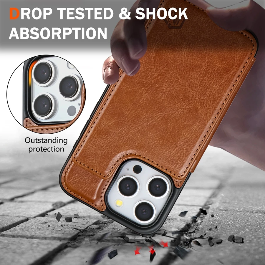 Фото Кошелек с RFID-защитой, магнитный кожаный чехол, подходит для iPhone 18 Pro Max 18 Pro, ударопрочный защитный чехол для карт. №5