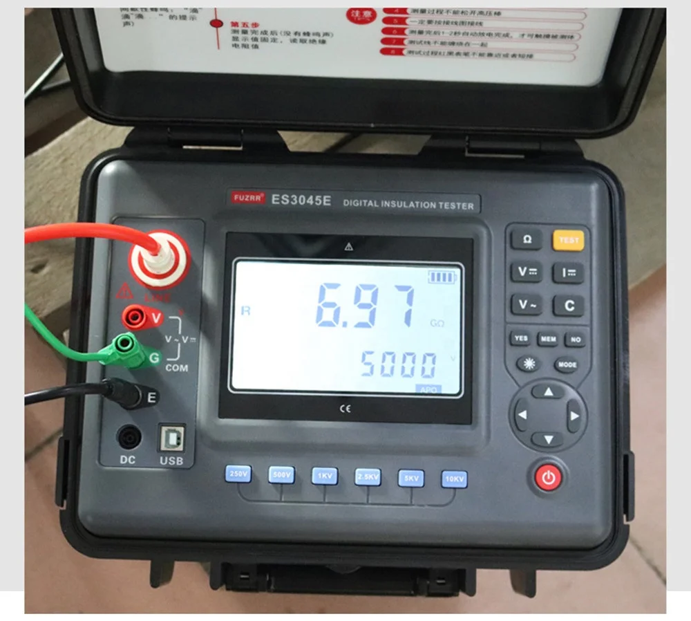 Фото ZXY FUZRR ES3045F Портативный тестер сопротивления изоляции 100 В; 250 В; 500 В; 1000 В; 2500 В; 5 кВ, 10 кВ, 15 кВ №1