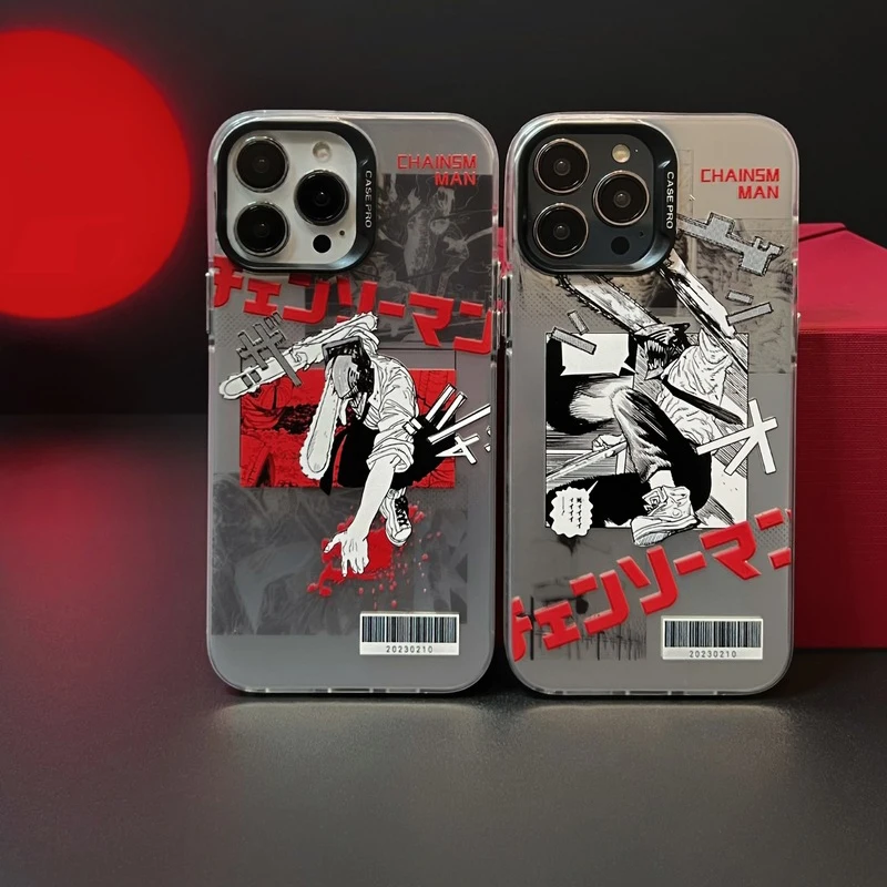 

Anime Chainsaw Man Silver Electroplated Phone Case Cover for IPhone 11 12 13 14 Pro Max Case for IPhone 14 Pro Max