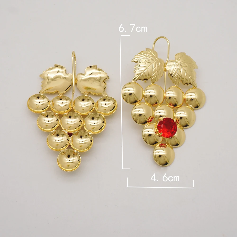 Fashion Bohemia Earrings Grape Drop Earrings African Earrings Fruit Gold Color Copper Drop Earrings For Women Wedding Party Gift images - 6