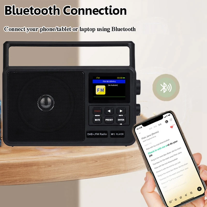 Портативное сетевое радио DAB +/FM-радио беспроводной Bluetooth-динамик с поддержкой