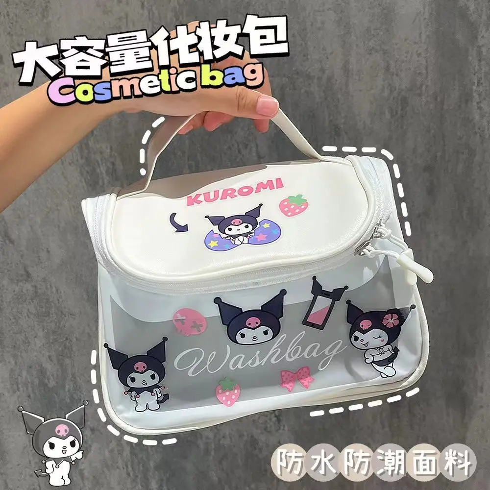 

Kawaii Sanrio Cinnamoroll Kuromi Cartoon Travel Waterproof Makeup Bag Transparent Cosmetic Bag Organizer Bath Wash Face Bag