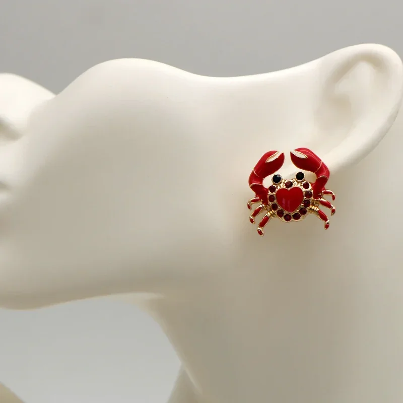 Модные красные эмалированные милые серьги-крабы для женщин персонализированные