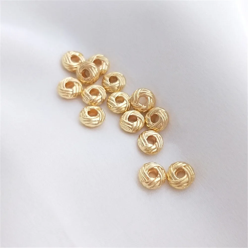 

14K Gold Filled Plated Pineapple knot loose bead 3x6mm coil divider handmade DIY bracelet head accessories