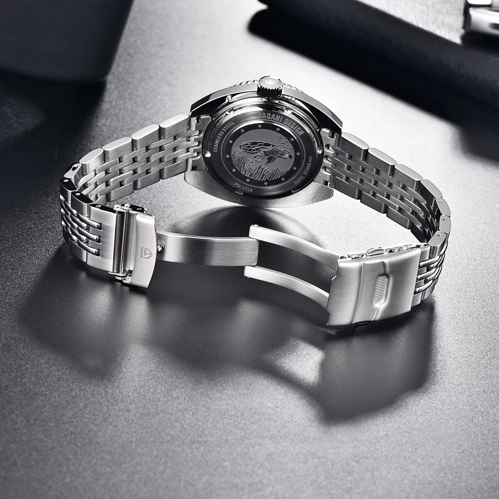 Фото Мужские автоматические механические часы PAGANI DESIGN, японский механизм Seiko NH38A, 40 мм, сапфировое стекло, нержавеющая сталь, водонепроницаемые, reloj hombre №3