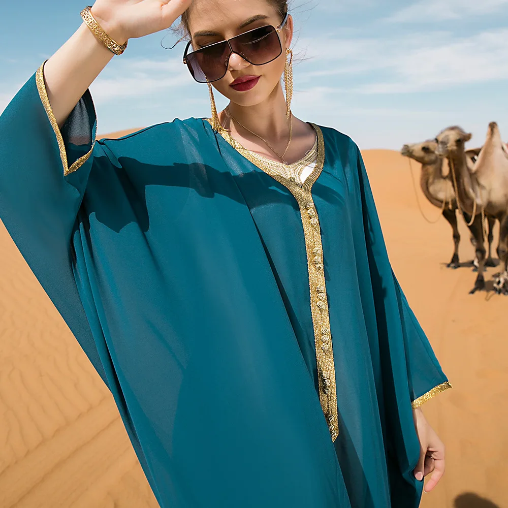 Kaftan Robe Musulmans African Dresses for Women Eid Mubarak Satin Abaya Dubai Turkey Islam Clothing Muslim Dress Caftan Marocain