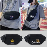 fashion women chest messenger bags men shoulder crossbody bag travel waist bag kingqueen series pattern sport waist storage bag