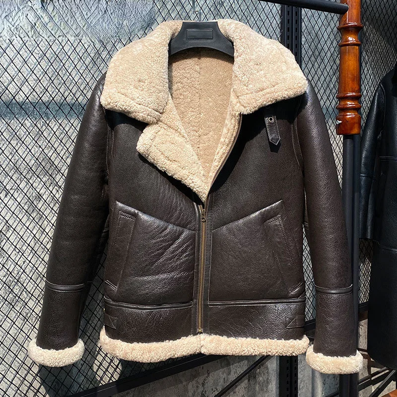 

Coat Mens Natural Sheepskin Jackets Warm Real Fur Coats Men Genuine Jacket Winter Leather Clothes SGG853