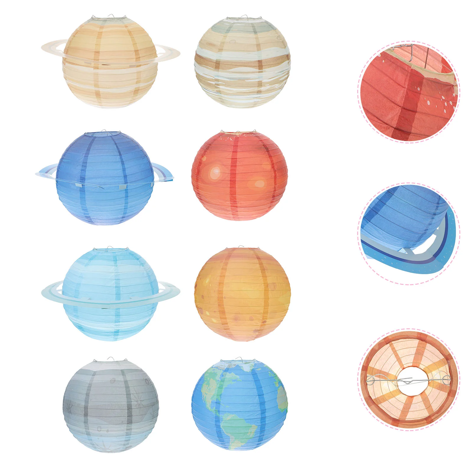 

8pcs 3D Planet Paper Lanterns Universe Paper Lantern Astronaut Paper Lantern Outer Space Hanging for Birthday Shower Party