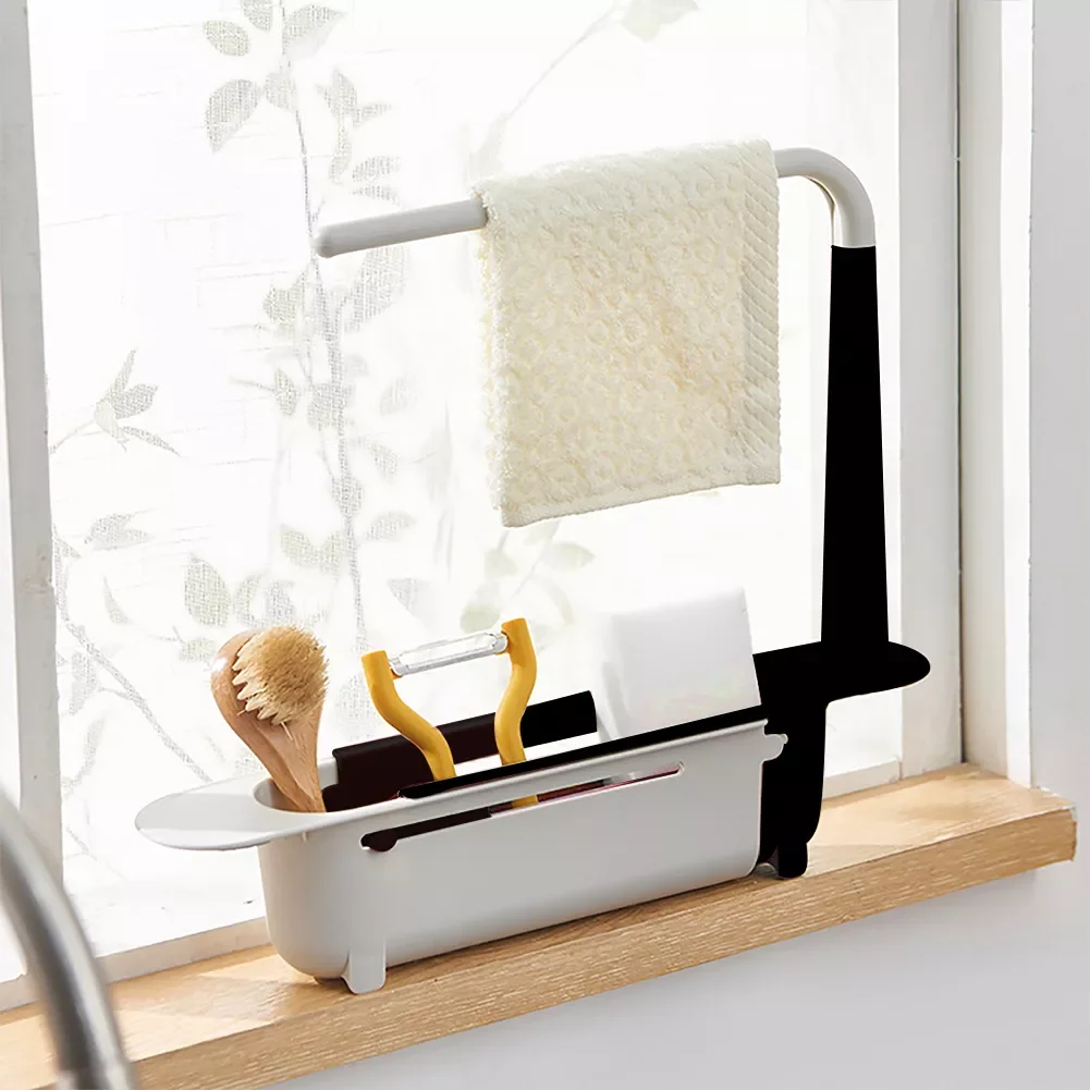 

Telescopic Sink Drain Racks Organizer Soap Brush Holder Basket Kitchen Storage Basket Gadgets Accessories Tool