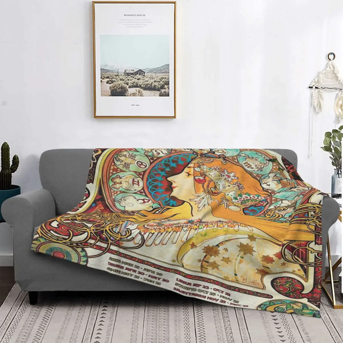 

Manta con póster de astrología gitana Vintage, colcha de cama a cuadros de muselina, manta térmica de felpa de Anime, colchas pa