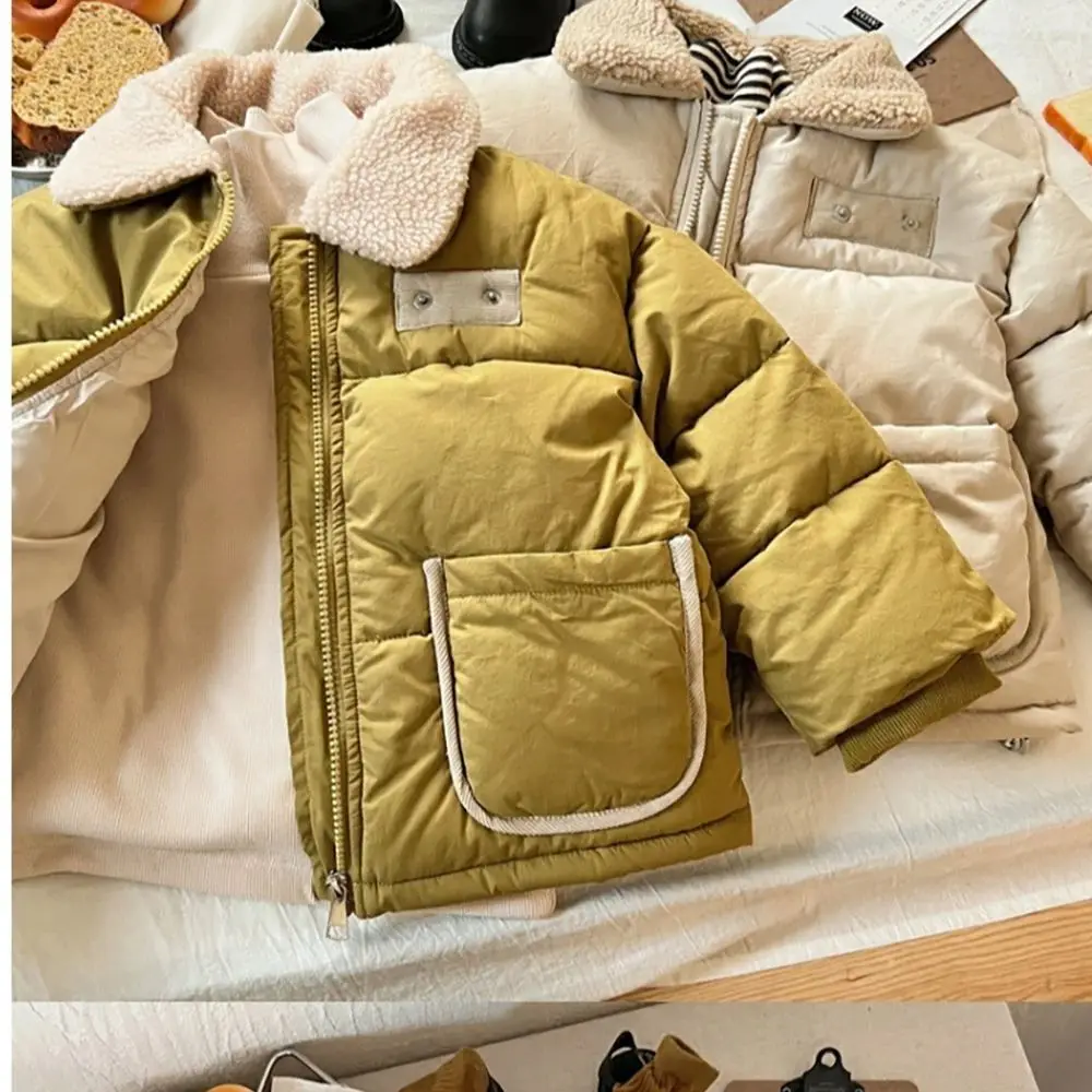

1-6Years Old Boys Cotton Padded Coats Winter Casual Thick Warm Velvet Zipper Jackets Kids Outerwear Streetwear Children Clothes