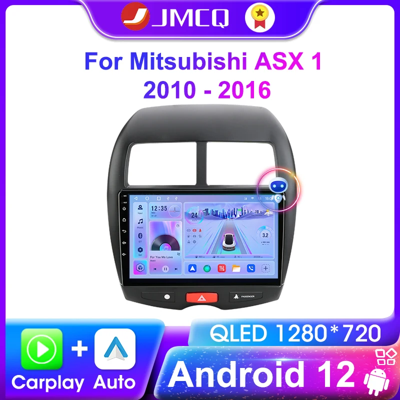 Автомагнитола JMCQ 2 Din Carplay Android 11, мультимедийный видеоплеер для Mitsubishi ASX 1 2010-2016, GPS-навигация, головное устройство 4G