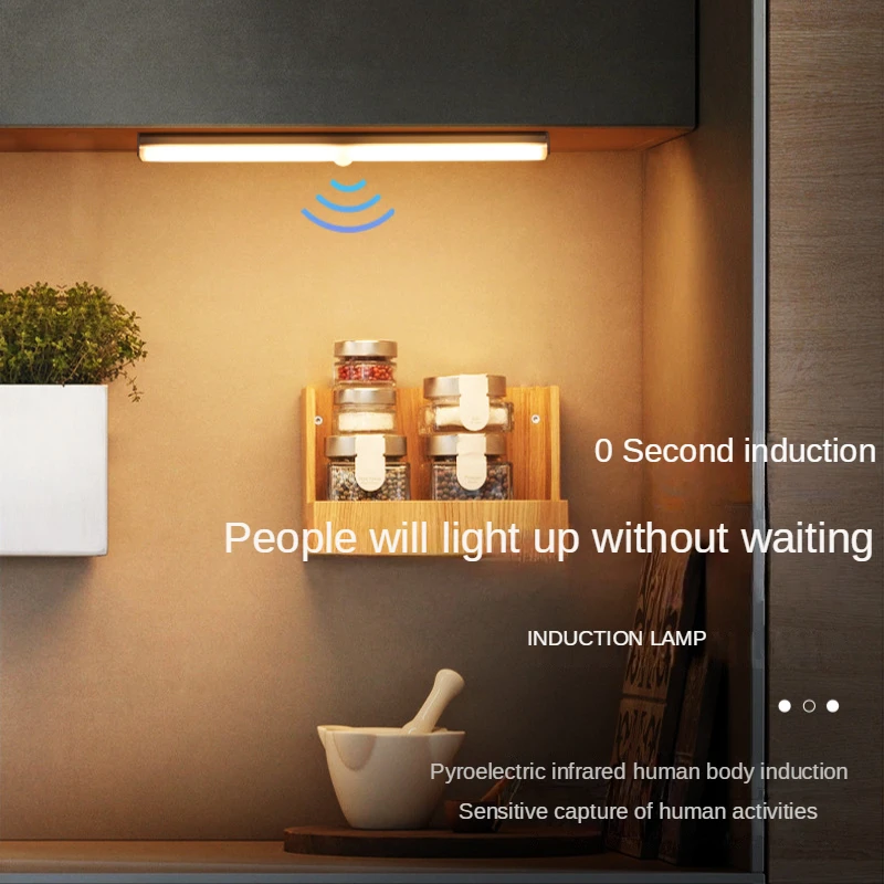 

Светодиодный ночник для шкафа, ультратонкий светильник ильник с пассивным ИК датчиком движения, с USB зарядкой, для кухни, спальни, умный свет...