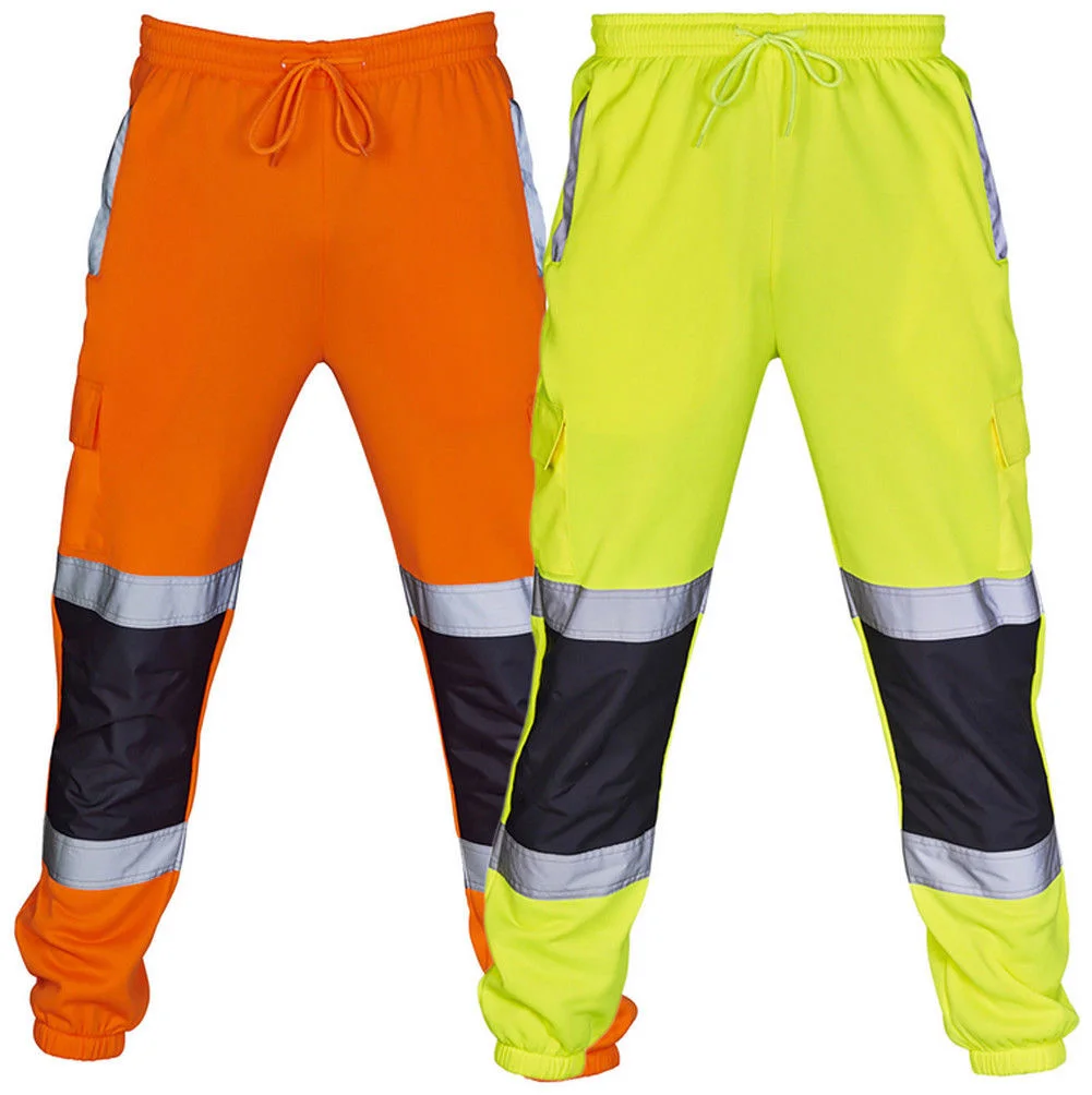 

New Men's Fahison Sport Sweat Pants Work Fleece Bottom Joggerms Joggers Yellow Black Orange Fluorescent Green Autumn