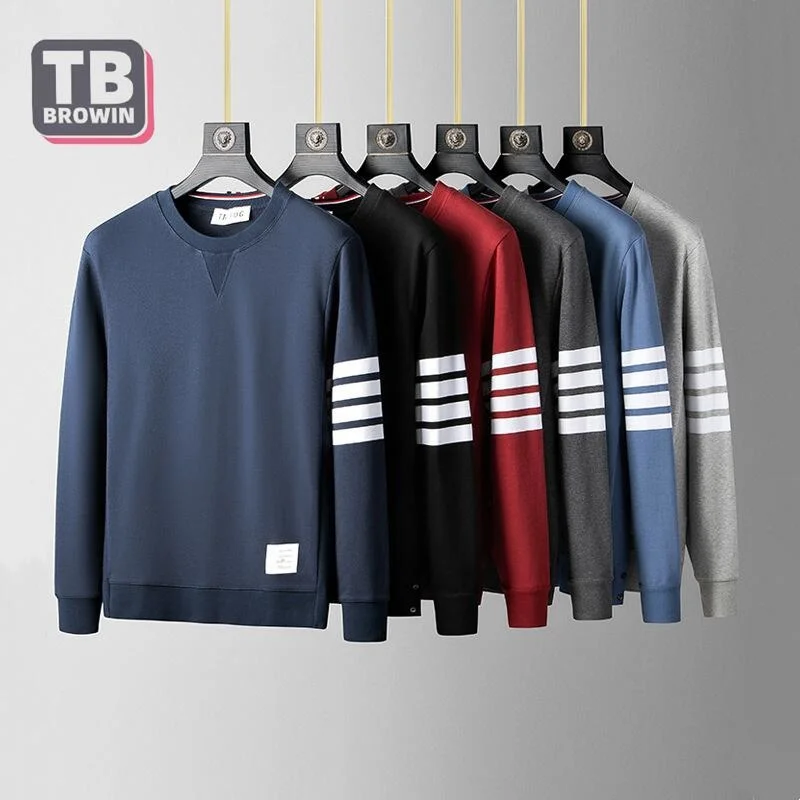 

TB FOG autumn trend four-bar striped long-sleeved pullover top sweater couple wear men's cotton casual trendy brand