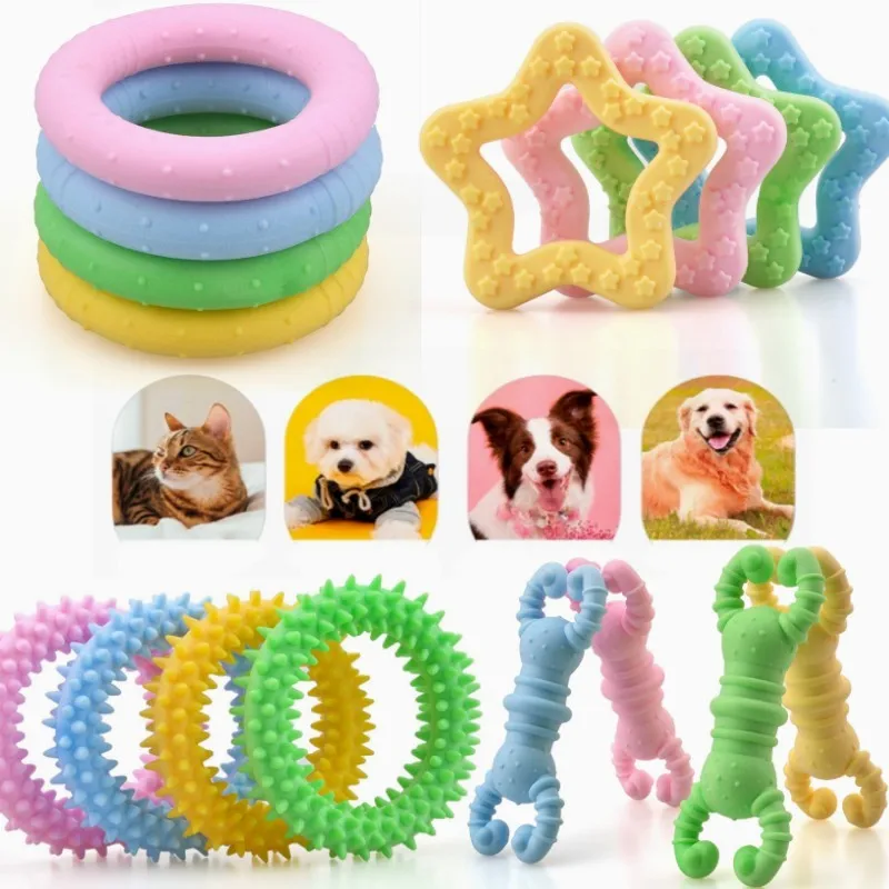 

Pet Toy TPR Material Milk Flavor Foam Circle Prickly Ring Shrimp Crackers Clean Teeth Tools Dog Supplies Color Random Delivery