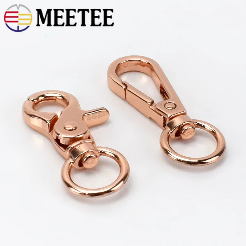 

Meetee 5/10/30 шт. Сумки из розового золота с металлическими пряжками и крючками, поворотный замок-карабин, Пряжка для собаки, аксессуары для ключе...