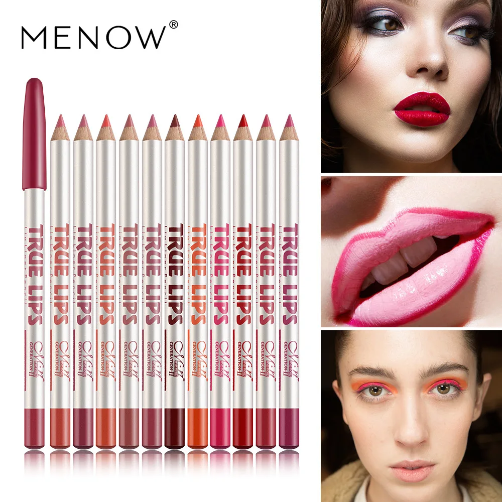 

Menow 12 Colors Lip Liner Pencils Mixed Color Waterproof Lipstick Cosmetics Lip Pencil Pen Makeup Gift for Women