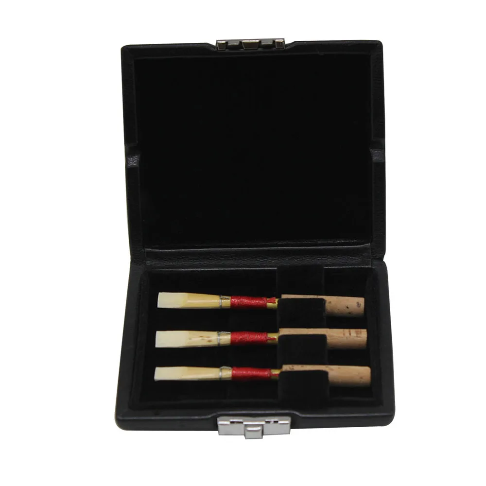 PU Black Leather Material Oboe Basson Bassoon Reed Case Storage Box Holder For Three Reeds Can Be Installed enlarge