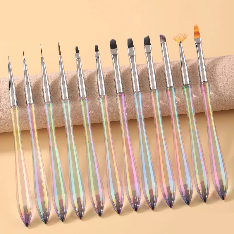 

1pc Nail Brush Glitter Carving UV Gel Extension Builder Painting Liner Drawing Pen