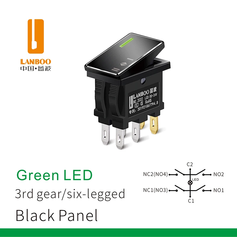 LANBOO 3-позиционный переключатель 7А красный/зеленый свет 12V24V220V250V