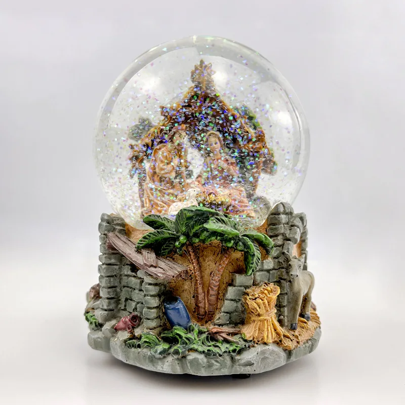 

Религиозный Бог, Иисус, снежный шар, хрустальный стеклянный шар, искусственное освещение, музыкальная шкатулка, настольные украшения, ретро ремесла, украшения для дома, подарки