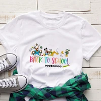back to school series disney women t shirt exquisite short sleeve comfy style tops tees o neck female t shirt popular clothes