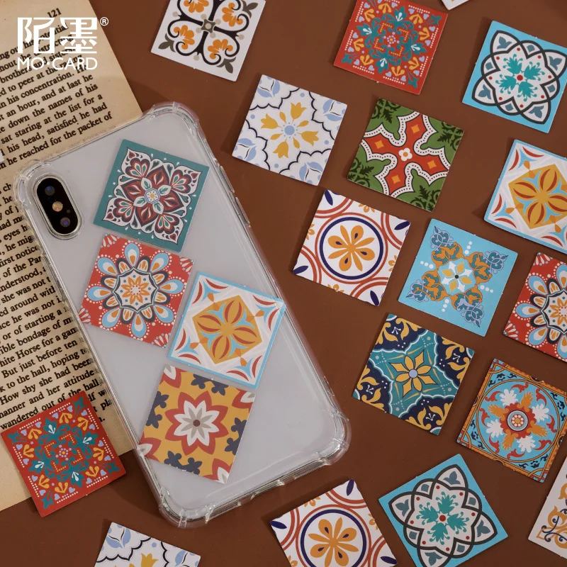 46pcs Vintage Flower Label Scrapbooking Stickers Mandala Flora Sticker for Craft Album Decor Sealing |