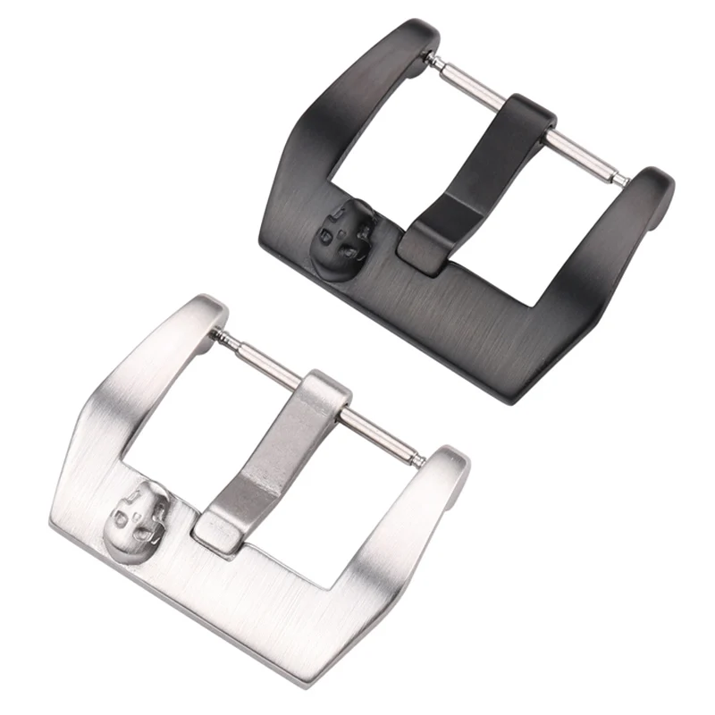 

Stainless Steel Watch Buckle 18mm 20mm 22mm 24mm Silver Black Metal Brushed Skull Clasp Watch Band Strap Accessories