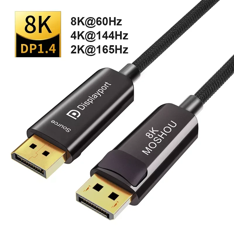 

Optical Fiber DP 1.4 Cables Displayport HDR 8K 60Hz 4K@144Hz 32.4Gbps MOSHOU 10M 15M 20M Display port 1.4 Cable