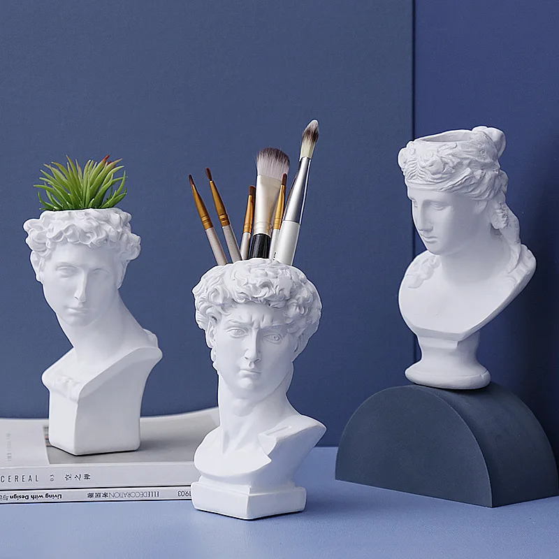 

Modern Nordic Style Creative Portrait Vase Human Head Flower Vases Decorative Ornaments Resin David Home Flowers Art Decor