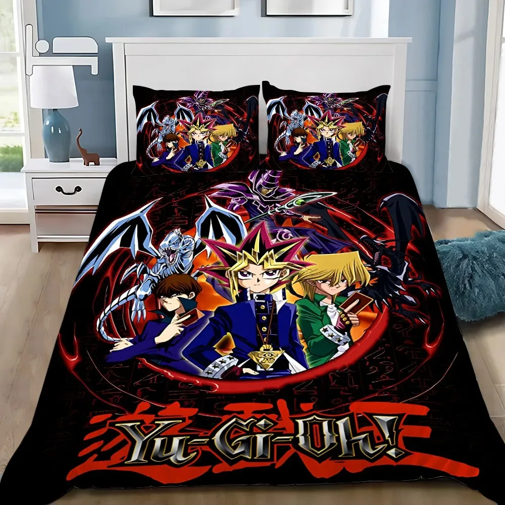 Фото Комплект постельного белья с аниме-принтом Yu-Gi-Oh! Фараон Атем, пододеяльник, наволочка, для взрослых, мальчиков и девочек, для спальни, подарок для детей, односпальный, двуспальный, большой размер №2