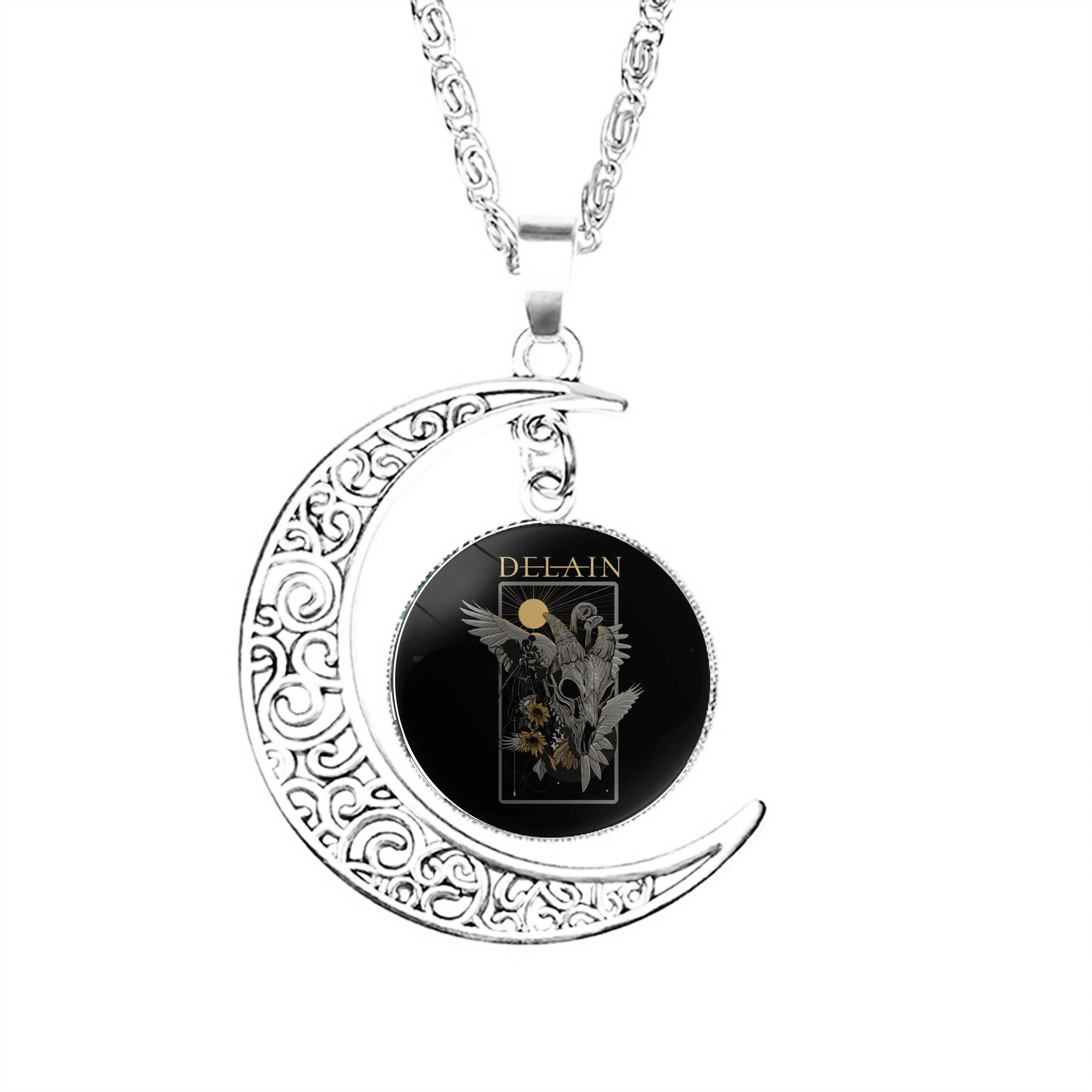 

Цепочка с подвеской в виде черепа и Луны, из нержавеющей стали